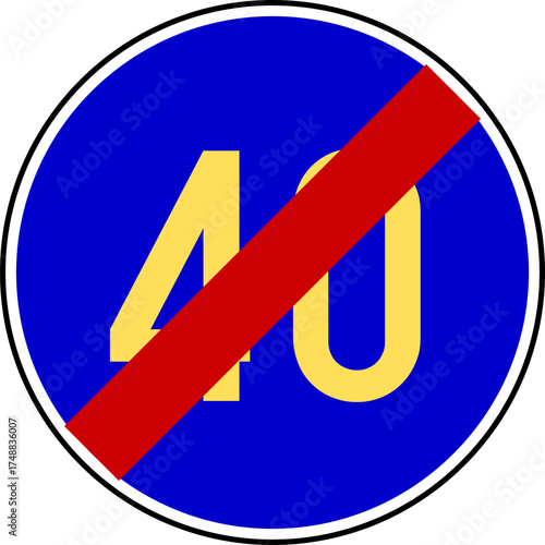 End minimum speed limit sign. End of minimum speed limit allowed on this road sign. 