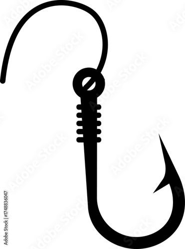 Fishing hook silhouette vector. Fishing , Fish hook, Bass fishing hook. Sport fishing icon vector design template