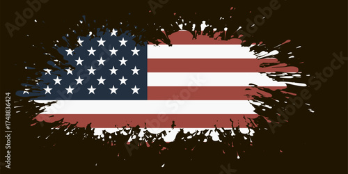 Grunge USA Flag. American flag brush paint texture. Distressed US symbol, United States flag Vector Illustration for Celebration Holiday 4 of July, American President Day, star and stripes