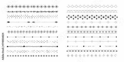 Collection of decorative geometric borders and dividers in various styles and grayscales