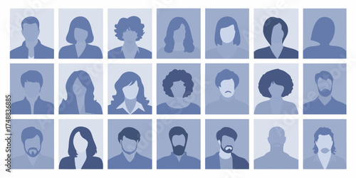 Diverse group of anonymous people profile pictures representing a community or workforce