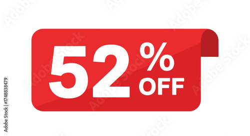 Promotional graphic announcing a sizable discount of fifty-two percent off for enticing consumer purchases
