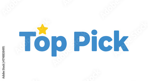 Blue Top Pick text with a yellow star indicating premier choice or selected item suggestion 75 characters