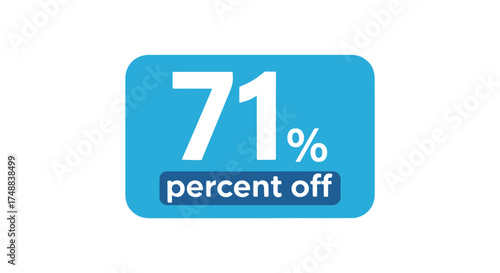 Captivating 71 Percent Off Promotion Badge in Light Blue with Rounded Corners Presentation for Sales and Promotions