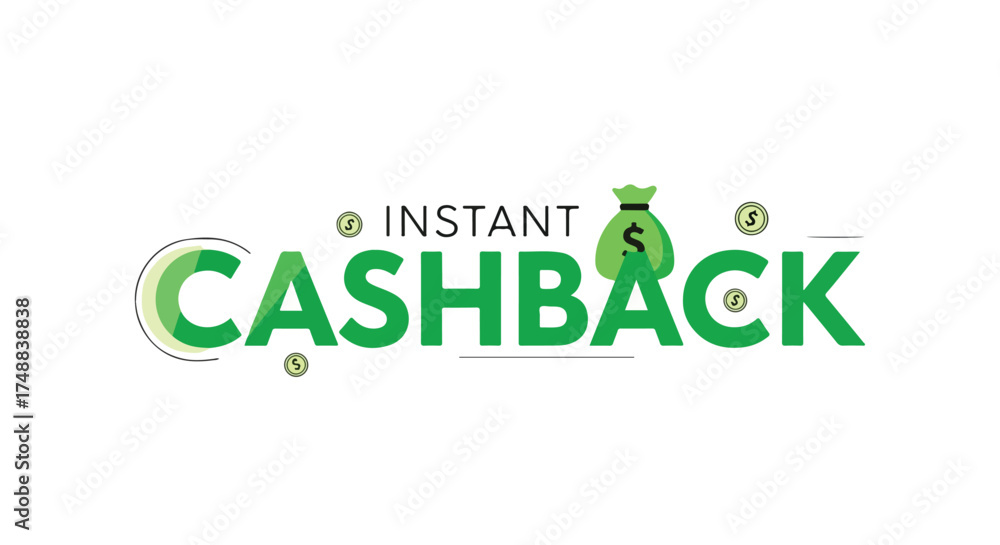 Fototapeta premium Promotional Image Showcasing Immediate Financial Reward and Savings with Cashback Offer and Financial Benefits to Customers