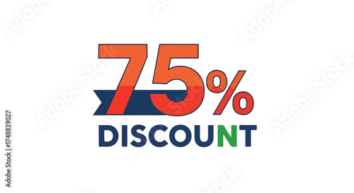 Attractive seventy-five percent discount graphic, offering substantial savings on products and services, ideal for promotional campaigns and