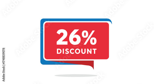 Eye-catching 26 Percent Discount Offer in Red and Blue Modern Graphic Style to Attract Customers and Boost Sales