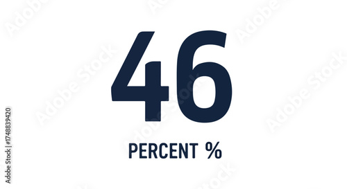 Display of forty-six percent on clean white backdrop showcasing numerical financial indicator and business metrics for investment analysis and