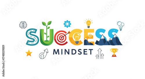 Inspiring visual representation of achievement with vibrant elements and symbolic illustrations for business growth and aspiration