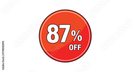 Promotional graphic featuring an 87 percent discount offer with a circular orange design against a white background