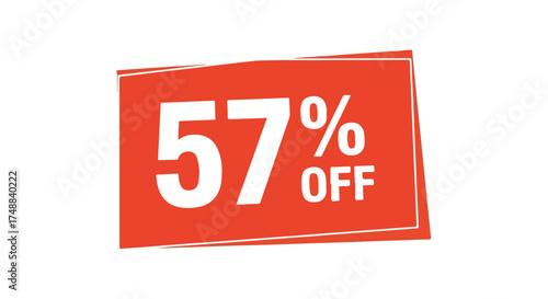 Vibrant fifty-seven percent off promotion rectangle for retail seasonal marketing and consumer sales advertising events offers and online shop
