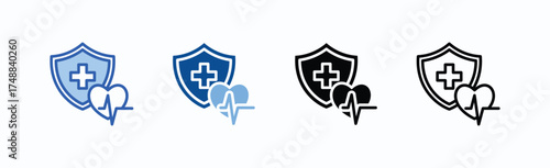 Health Insurance Icon Sheet Multiple Style Collection Isolated Vector