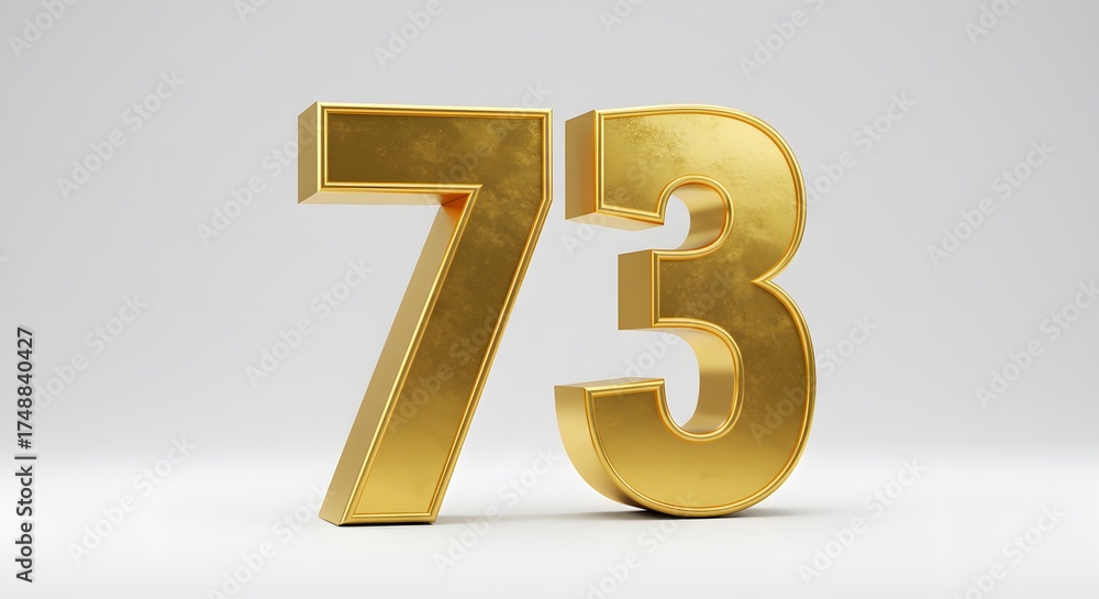 Fototapeta premium Gold Numbers Seventy Three on White Background Modern Design