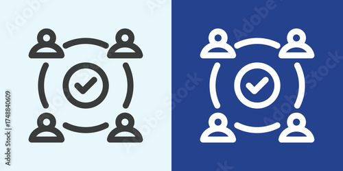 Collaboration Icon Set in Black and White Outline Style