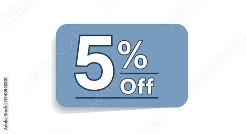 Attractive promotional five percent off label design offering savings on goods and services for sales promotions highlighting discount opportunities