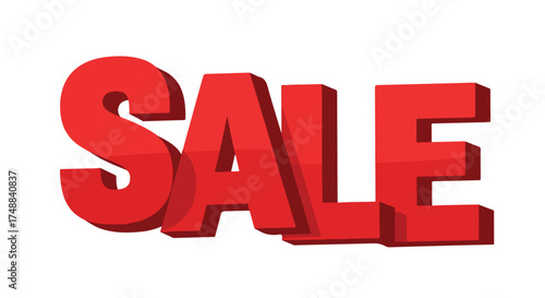 Bold red 3D sale typography announcement for promotional events and retail marketing offers and discount sales