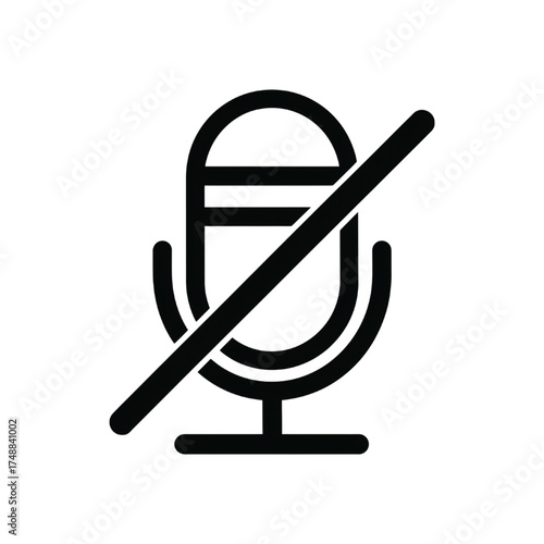 Mute Microphone Icon – Audio Off Symbol for Silent Mode and Sound Control