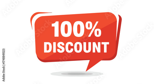Eye-Catching Graphic: Red Speech Bubble Displaying Full Discount Promotion Message Announcement Full Discount Exclusive Promotion