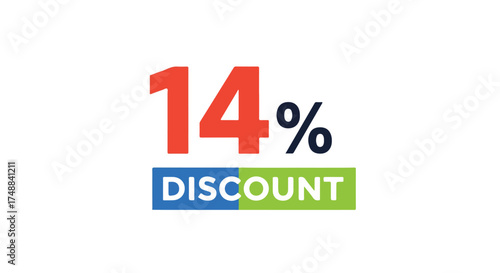 Eye-Catching Fourteen Percent Discount Offer Graphic for Retail Promotions and Marketing Campaigns
