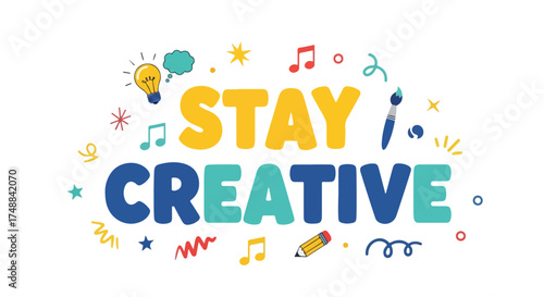 Inspiring artistic encouragement vector design, bursting with colorful art elements for creative inspiration and motivation