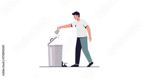 A person throwing waste into a trash can, illustrating responsible waste disposal and cleanliness and keep environment clean