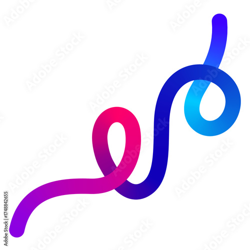 3D Color Line Shape. Abstract Gradient Vector Wave. Curve Rainbow Ribbon Spiral. Swirl Doodle Squiggle Color Line.