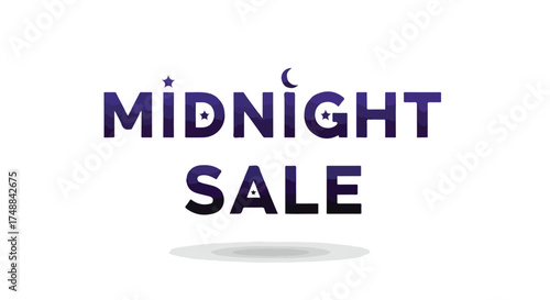Captivating Midnight Sale Announcement with Celestial Designs and Deep Purple Hues Depicting Nightly Bargains