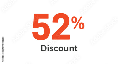 Promotional graphic featuring a striking fifty-two percent discount offer displayed prominently, ideal for advertising campaigns and sale promotions