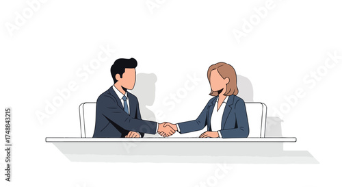 Faceless business professionals shaking hands in a modern design setting for collaboration success and deal closing depiction
