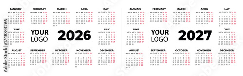 calendar 2026 and 2027 template with logo
