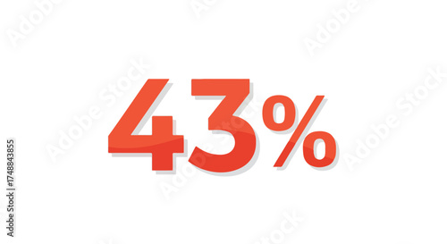 Vibrant Forty-Three Percent Illustration Isolated on a Pristine White Background Displaying Prominent Orange Figures