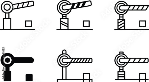 Collection of Barrier Gate Icons for Access Control and Security