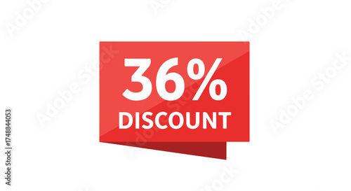 Striking graphic featuring a vibrant red banner announcing an attractive 36% discount on purchases