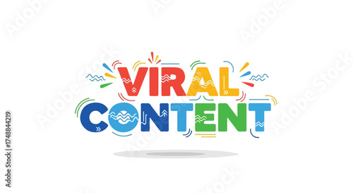 Vibrant Conceptual Illustration of Viral Content Promotion and Digital Media Marketing Strategy with Lively Colors and Dynamic Graphic Elements