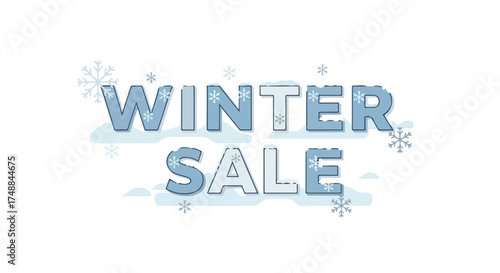 Winter sale poster template with playful font and snowflake pattern for shopping promotion events and seasonal clearance promotions