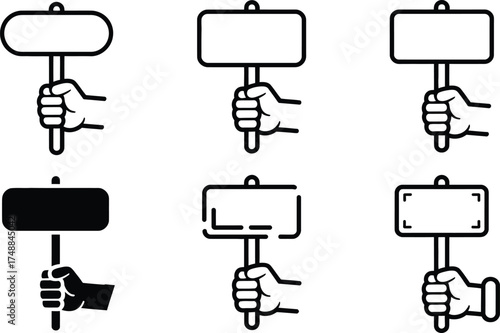 Collection of Hands Holding Signs and Banners for Protests