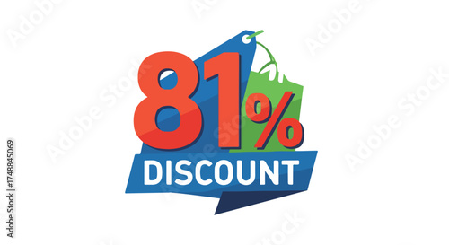 Eye-Catching 81% Discount Advertisement for Seasonal Sales Promotions and Special Offers with Festive Shopping Bag Element