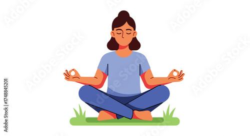 Woman Practices Yoga Meditation Outdoors, Promoting Wellness and Mindfulness in Nature with Peaceful Pose and Serene Focus for Mental Clarity