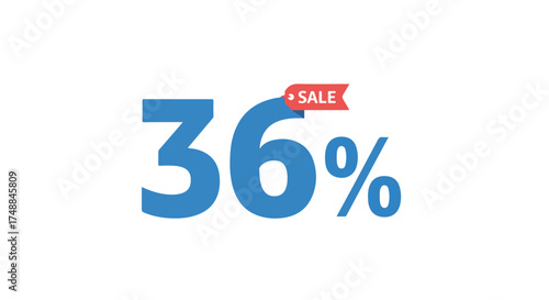 Eye-catching promotional graphic featuring a bold 36% off discount displayed in bright blue with a vibrant sale banner, ideal for retail campaigns