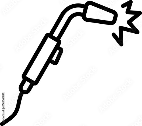 welding torch outline. Welding Torch with flame. Welding tool minimal vector icon. Oxy acetylene cutting torch with fire.