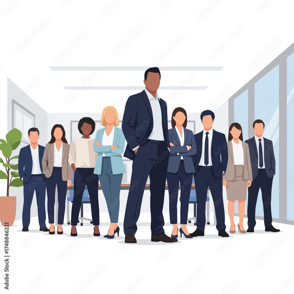 Fototapeta premium Diverse Business Team Standing Together in Modern Office.