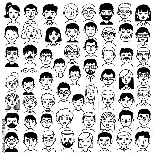 Diverse Faces - A Collection of Unique Portraits in Black and White.