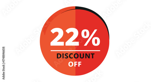 Attractive badge displaying a twenty-two percent discount offer in bold white lettering, appealing sale announcement for marketing campaigns