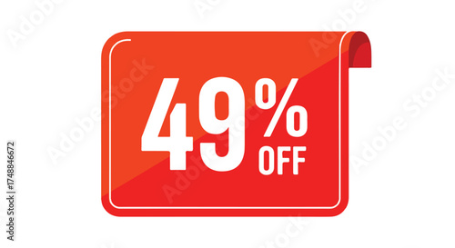 Bold promotion announcement with a forty-nine percent discount marked with striking red color and clear messaging for immediate attention