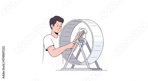 Visual representation of an individual breaking free from repetitive routine and endless work cycle that never ends