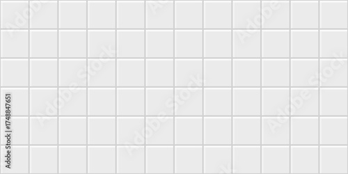 White ceramic tile seamless pattern for floor and wall. Square mosaic for kitchen backsplash, bathroom and toilet floor. Abstract minimal background with simple ceramic tiles, vector illustration