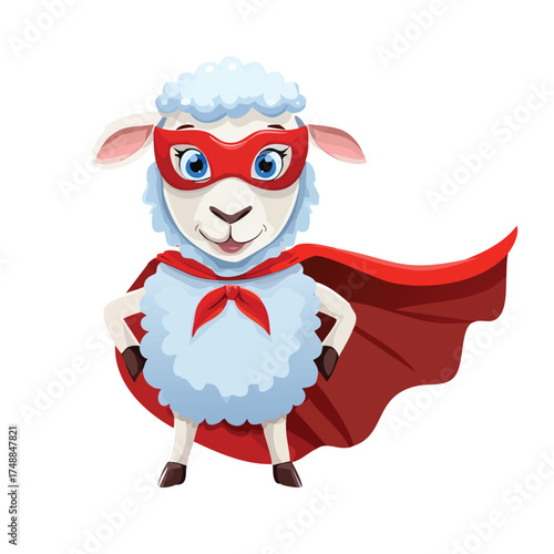 Super sheep stands with red cape