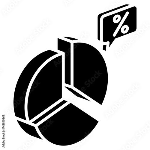 Pie Chart Mini Illustration Isometric Icon. Use For Modern Concept, Print, Ui, Ux Kit, Web And App Development. Vector Related To Market, Business, Finace