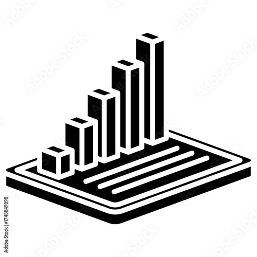 Growth Graph Mini Illustration Isometric Icon. Use For Modern Concept, Print, Ui, Ux Kit, Web And App Development. Vector Related To Market, Business, Finace