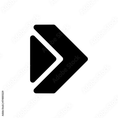 Modern Black Stylized Play Fast Forward Arrow Icon